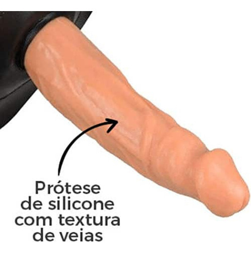 Cinta Peniana Média 16cm X 3,4cm Com Pênis E Vibro Bege