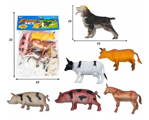 Brinquedo Animal Fazenda Kit Com 6 Peças Sortidos.