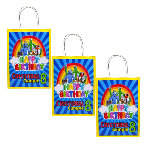 Bolsa Personalizada Cotillon Cumpleaños  X12 Rainbow Friends