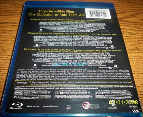Imagen 2 de 3 de Blu-ray Lord Of The Rings / Señor De Los Anillos / 3 Films