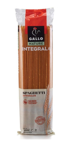 Pasta Integral Spaguetti Gallo Gourmet Bolsa 450 Gramos