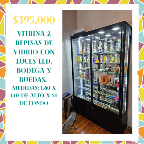 Vitrina De Vidrio Con Luces Led, Bodega En Perfecto Estado