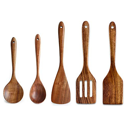 5 Piezas De Lujoso Utensilios De Cocina De Madera, Espátula 