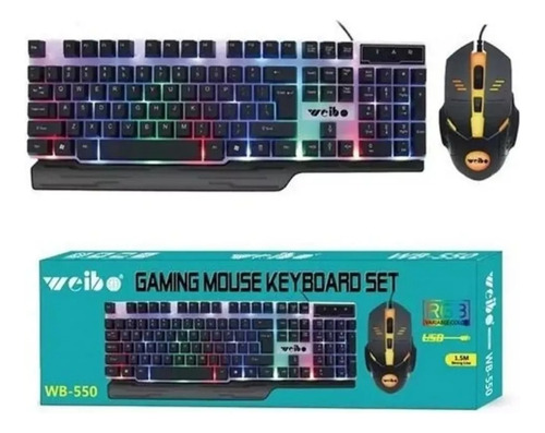 Teclado Retroiluminado + Mouse Gamer Weibo Wb-550