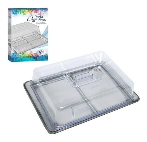 Imagem 3 de 5 de Porta Frios Queijo Presunto Inox Tampa Pinça Brinox Oferta