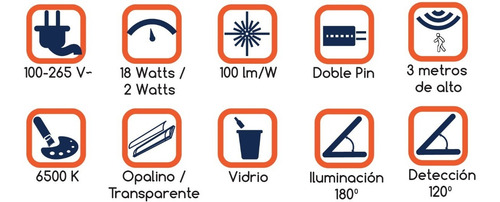Tubo Led T8 C Sensor De Movimiento,18w, 6500k. 1.20mts, 5pzs Transparente