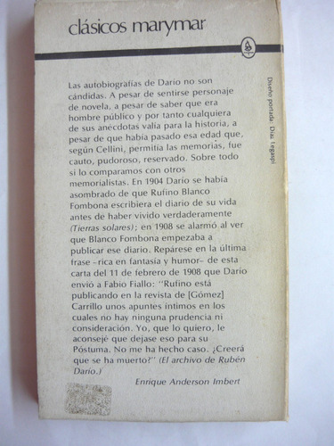 Autobiografía, Ruben Dario, Ed. Marymar