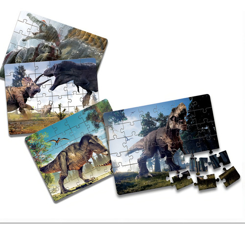 Quebra Cabeça Puzzle Dinossauros 4 Em 1 Brinquedo De Montar