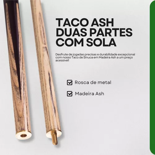 Taco Sinuca Madeira Ash Com Leves Defeitos + Capa Giz Sola