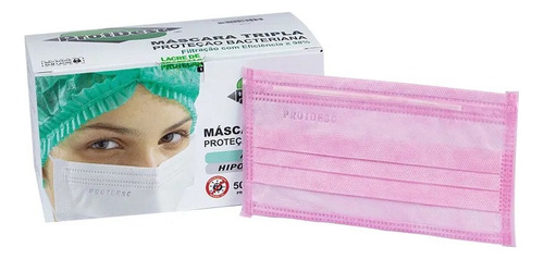 Máscara Descartável Tripla C/ 50 Unidades - Protdesc Cor Rosa