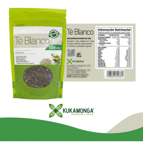 Antioxidante, Quema Grasa, Elimina Toxinas, Té Blanco - 100 Sabor Sin sabor