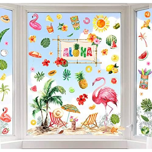 9 Hojas De Adhesivos De Ventana De Hawái Aloha Flamenc...