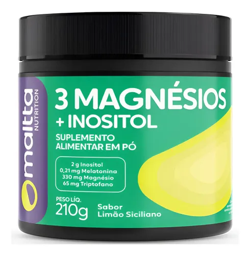 3 Magnesios Inositol Sabor Limao Siciliano 210g. - Maltta