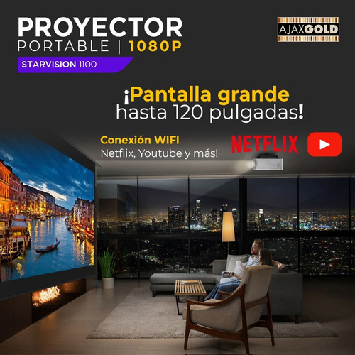 Imagen 8 de 10 de Proyector Portable Wifi Led 1500 Lumens Hd 1080p Hdmi Mirror