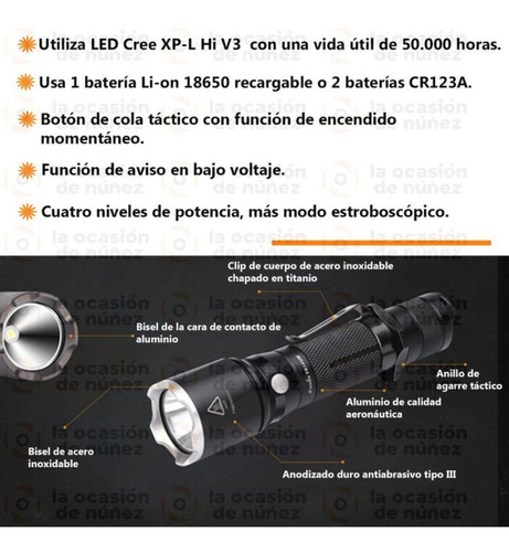 Imagen 4 de 9 de Linterna Fenix Tk15ue Led Cree Switch Remoto 1000 Lume Mano