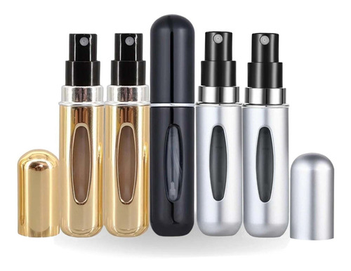 Kit 5 Porta Perfumes 5ml Mini Frasco Perfume Recarregável