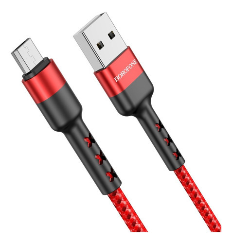 Cable Carga Datos Micro Usb Borofone Color Rojo