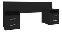 Comprar Respaldo Cabecera Mesas De Luz Sommier Colchon Dormitorio Color Negro