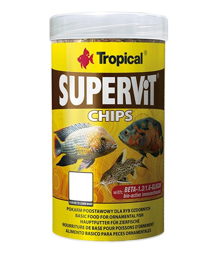 Ração Tropical Supervit Chips 52g Para Todos Peixes