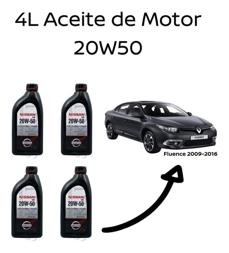 Pqte 4 Litros Aceite 20w50 Fluence 2016