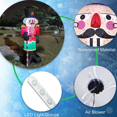 2.4m Inflable Cascanueces Navideños Exterior Decoración 2023