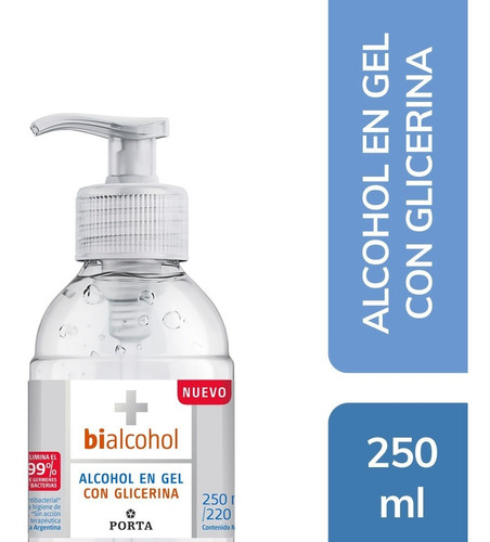 Alcohol En Gel Bialcohol Porta 250ml C/dosificador Glicerina