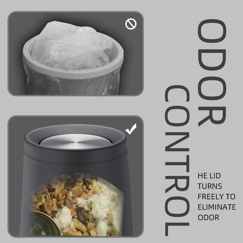 Basurero Acero Inoxidable 10l Negro Tapa Abatible Cono Negro