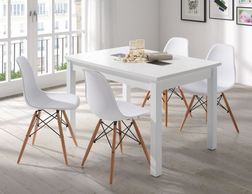 Silla de comedor Garden Life Eames, estructura color blanco, 4 unidades