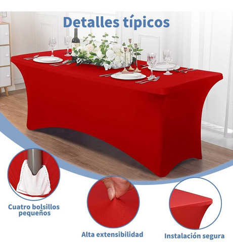 Mantel Rectangular De Lino De Elastano De 6 Pies Negro