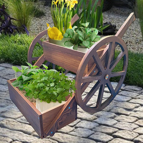 Caja De Macetas De Carro De Madera, Soporte De Plantas