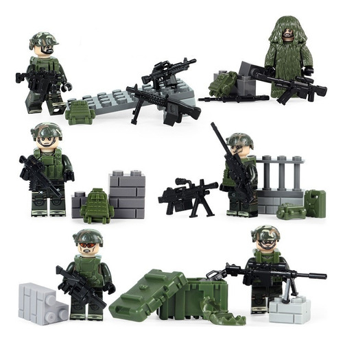 Minifiguras De Soldado Militar Con Camuflaje Especial