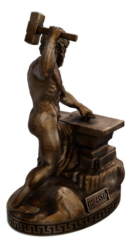 Estátua Hefesto Deus Vulcano Estatueta Resina Cor Cor Cobre Antigo