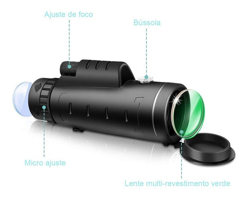 Luneta Telescópio Monóculo Tático 40x60 9500m Tripe Back4