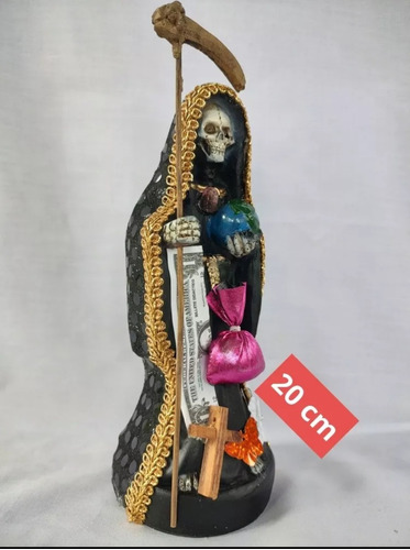 Santa Muerte Negra Vestida 20 Cm