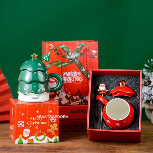 Taza De Café De Cerámica Festiva, Taza De Árbol De Navidad