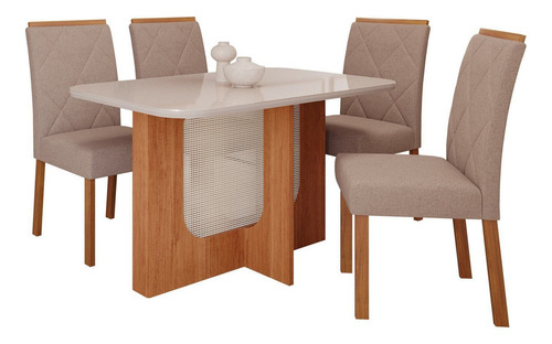 Mesa De Jantar Louise 1,30 Com 4 Cadeiras Fernanda Jhwt