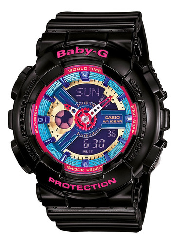 Reloj Casio Baby-g Ba-112-1adr En Resina Mujer Color de la correa Negro Color del bisel Negro Color del fondo Morado