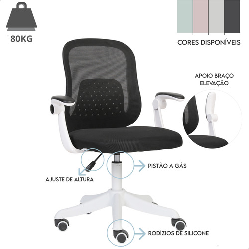 Cadeira Giratoria Diretor Best Colorida Tela Mesh Escritorio Cor Preto