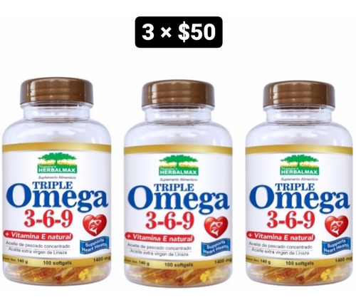 Omega 3 6 9 De 1400mg De Canada + Vitamina E 3 Frascos Promo