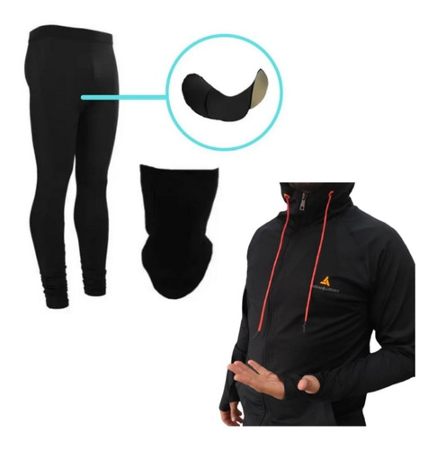 Combo Bike! Calza Cilista Badana+ Campera Deport Ng + Cuello