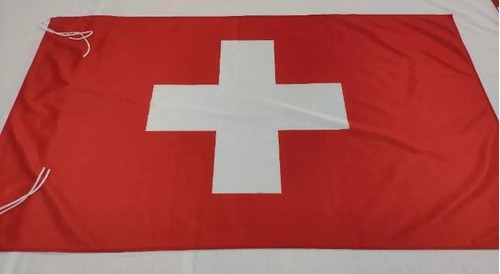 Imagen 1 de 2 de Bandera Suiza 90x150cm Con Tiras