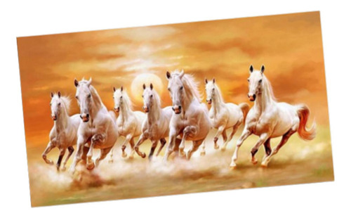 Cuadro Sobre Lienzo Con Siete Caballos, Cuadro Con Siete S