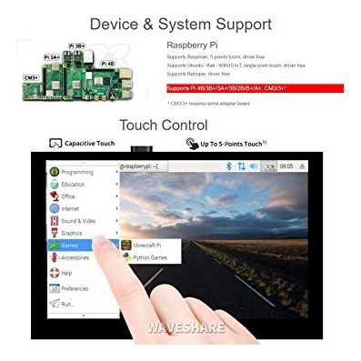 Monitor Táctil 5puLG Para Raspberry Pi 4b/3b/3a+/2b,
