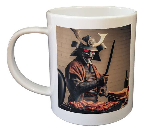 Taza Plastico Samurai Cocinando Parrilla Brasas Fuego