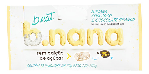 B.nana Coco E Chocolate Branco Display Com 12x30g Sem Açúcar