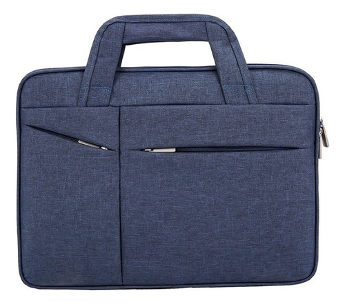 Pasta Case Para Notebook Executiva Briefcase Fina Macbook 15.6 Cor Azul Com Alça De Mão Acabamento Fino Acolchoada Importado Zafin