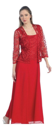 A Vestido Largo De Gasa Tipo Cárdigan De Encaje De Dos