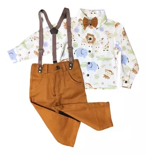 Conjunto Social Roupa Festa Safari Infantil Pronta Entrega