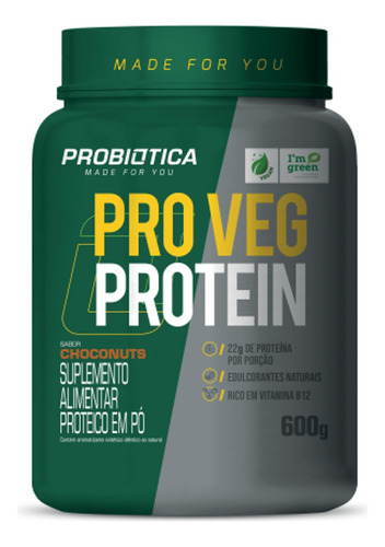 Whey Protein Isolado Vegano Pro Veg 600g Choconut Probiotica