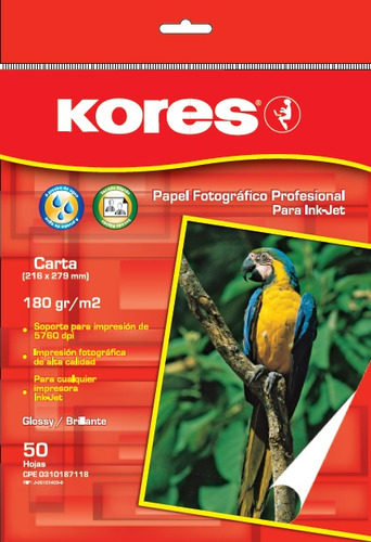 Papel Fotográfico Kores Carta 100 Hojas 180g